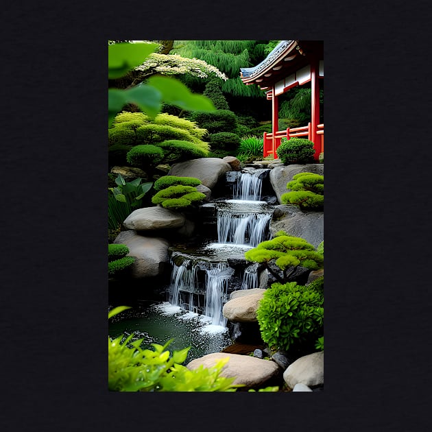 Zen Waterfall and Pagoda by ArtBeatsGallery